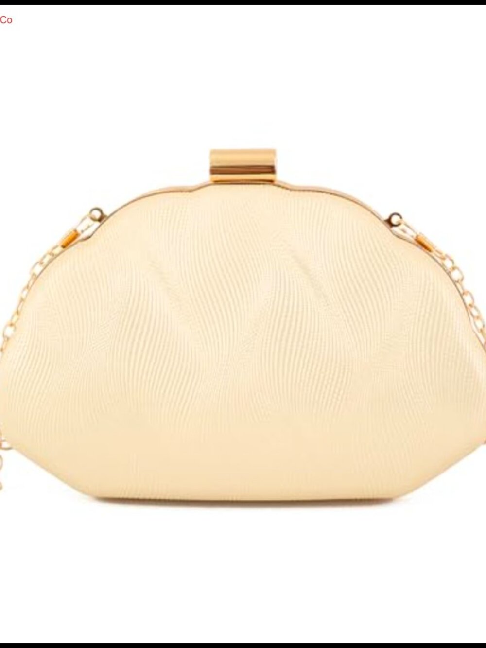 Metallic Gold Shell Clutch Evening Bag with Chain for Wedding
